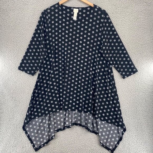 Chico's Tops - Chicos Top Womens 3 US Extra Large Solar Dots Tunic Black Hi Low Sharkbite Knit